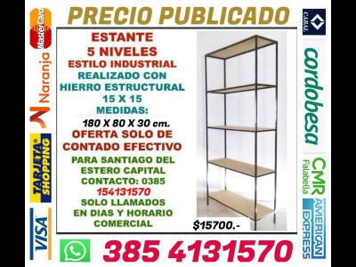 Varios Hogar, Muebles y Jardin ESTANTE PARA CASA O NEGOCIO ESTILO INDUSTRIAL 5 NIVELES
